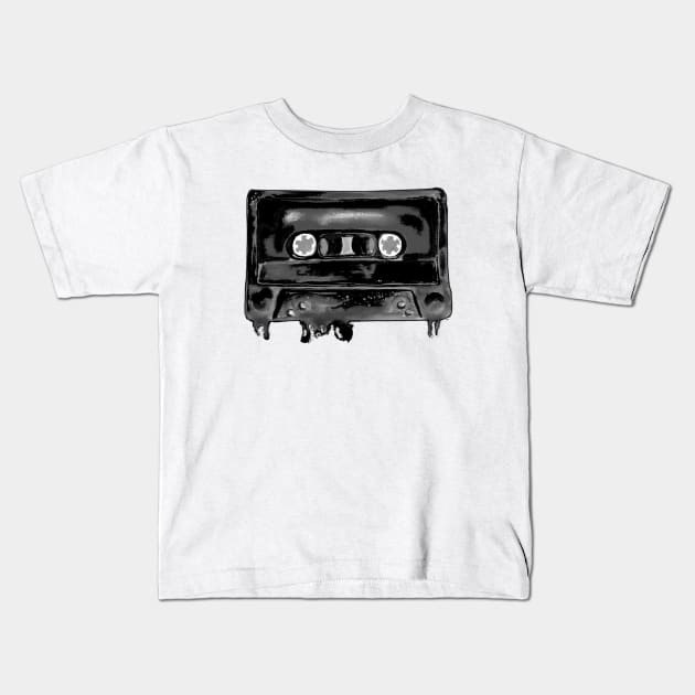 Black Cassette Kids T-Shirt by msmart